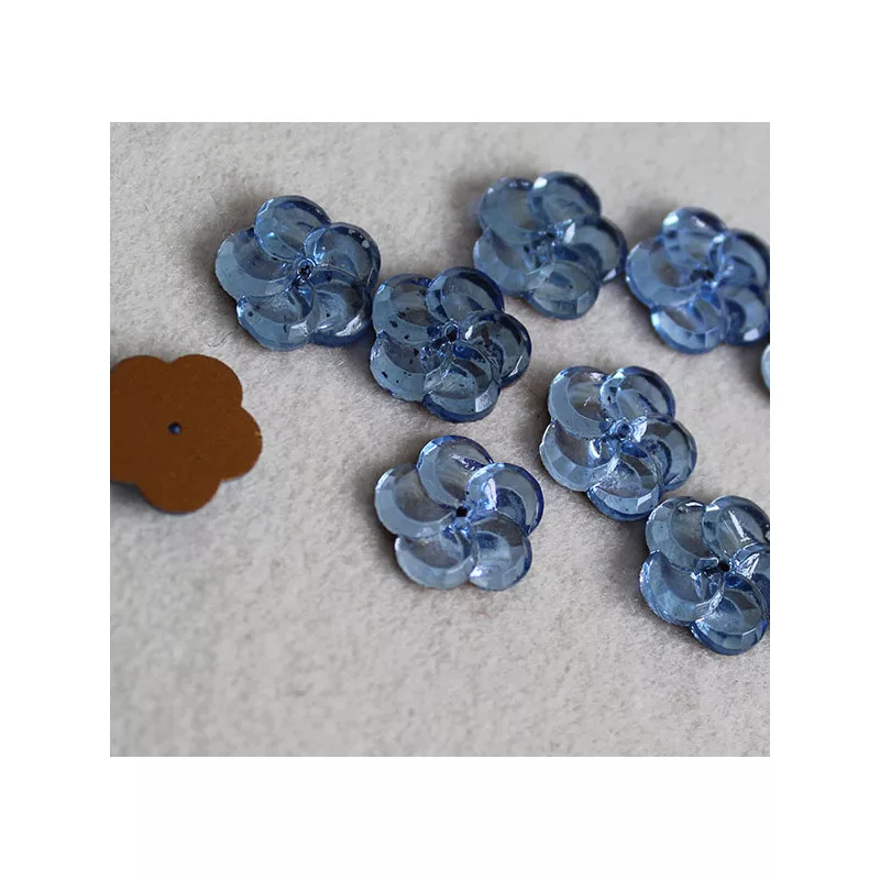 Cabochon Fleur Bleue Grise