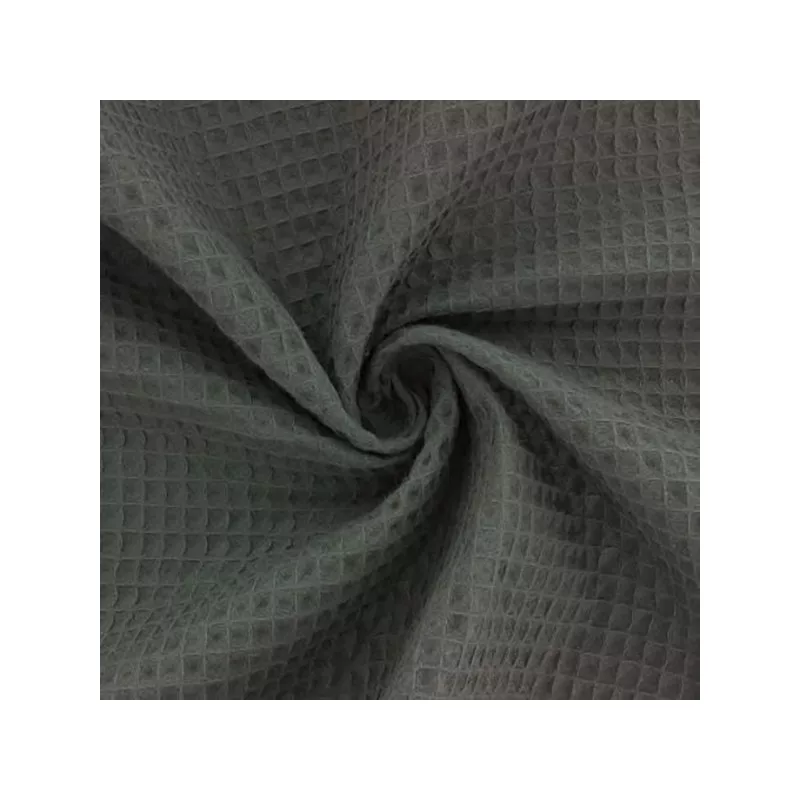 Dark Grey Organic Waffle Fabric